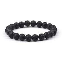 1PC 8mm Natural Stone Rose Quartz Lava Stone Tiger Eye Stretch Bracelet - Semi-Precious Gemstone Beaded Jewelry For Women & Men, Dainty Yoga Healing Bracelet Gift - Multicolor - View 7