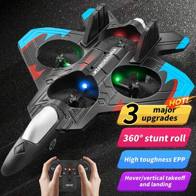 4DRC V32 Foam RC Airplane, Suitable For Children And Adults, Remote Control Fighter Plane With Lights, 360° Flipping Fighter Plane Toy, Stunt Rolls, RC Airplane Toy Gift For Boys