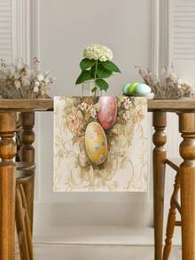 1pc Easter Home Decor, Rabbit, Easter Bunny, Easter Eggs, Happy Easter, Easter Decoration Set, Living Room Decor Set, Bedroom Decor Set, Dining Room Decor Set, Faux Linen Material, Multiple Sizes Available, Dining Table Decor, Fireplace Scarf, Placemats, Coasters, Home Accents - Multicolor - View 8