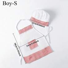 2pcs Red Plaid Baby Chef Outfit Set, Newborn Photography Prop, Includes Heart-Shaped Apron And Hat, Suitable For Studio Shooting - Multicolor - View 6