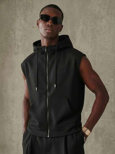 Camiseta sin mangas con capucha para hombres, top deportivo casual y versátil para el verano