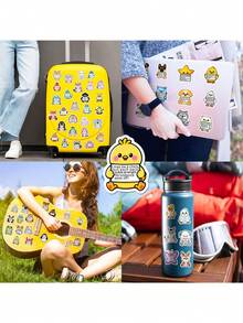 112 piezas Pegatinas de animales de dibujos animados lindos con citas inspiradoras, pegatinas decorativas DIY, pegatinas con frases motivacionales - Multicolor - Ver 5
