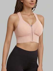 Women's Sports Bra, Padded, Medium Support, Criss-Cross Back Design, Suitable For High-Intensity Gym Workouts Spring - Pink - View 5