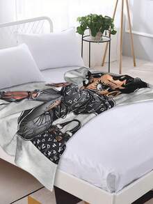 Betty Merch Boop Soft And Comfortable Warm The Wool Blanket Fan Suitable For Room Sofa Bed Car Lets Trip Camping Sofa Decoration Merch Gift Blankets - màu đen - Xem 4