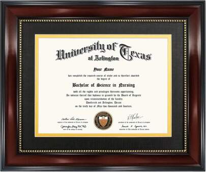 GraduationMall 85x11 Diploma Frame With Black Over Gold Mat Or Display 11x14 Document Without Mat, UV Protection Acrylic, Black With Silver Beads