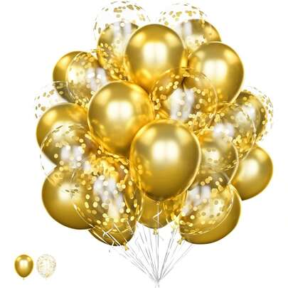 20个10/12英寸金属色乳胶气球，带五彩纸屑，适用于生日、婚礼、周年纪念、毕业典礼、婴儿派对装饰
