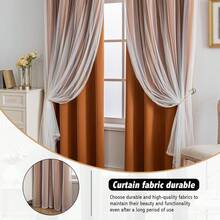 Blackout And Sheer Layered Solid Window Curtain Panel Pair With Grommet Top, 52Wx63L, Orange - Anytime Use - Pink - View 7