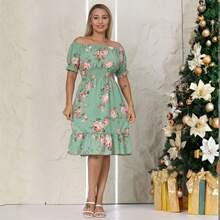 Short Dress Made From Duna Fabric With Short Sleeves. - Mint Green - View 1