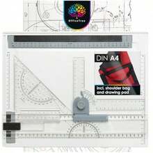 Drawing Board A4 Set - Geo Board - 7pcs. Technical Drawing Board With Carrying - Architecture Equipment - Architecture Drawing Set - Drafting Table - Transparent - View 1