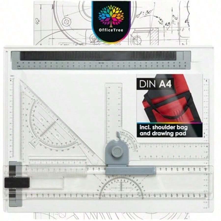 Drawing Board A4 Set - Geo Board - 7pcs. Technical Drawing Board With Carrying - Architecture Equipment - Architecture Drawing Set - Drafting Table - Transparent - View 1