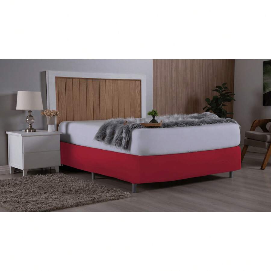 Saia para Cama Box Coladinha Padrão Malha Gel - Vermelho - Visão 1