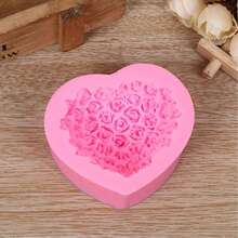 1 Stück Valentinstag Rose Blumen Silikonform, geeignet für Gips, duftende Kerzen, Seifenherstellung, Feiertags-Dekoration - Pink - Übersicht 3