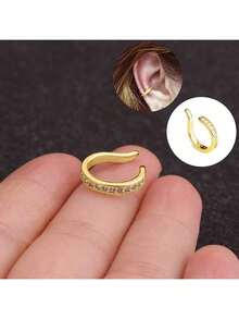1pc Minimalist Zirconia Ear Cuff, Earring For Non-Pierced Ears, Fashion Jewelry - Ear Clips - View 12