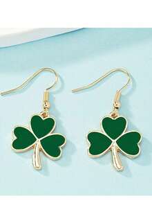 1 Đôi bông tai thiết kế sang trọng hình đuôi cỏ ba lá, thích hợp cho nữ, nhân dịp Ngày Thánh Patrick. - màu xanh lá - Xem 4