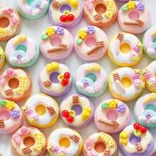 30pcs Mixed Glossy Cream Donut DIY Cream Gel Phone Case, Hair Clip, Phone Charm, Pendant Accessories - Cream Donuts - View 2