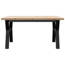 vidaXL Mesa basse cadre en Y 90x90x45,5 cm madera de pino macizo y acero - Marrón - Ver 4