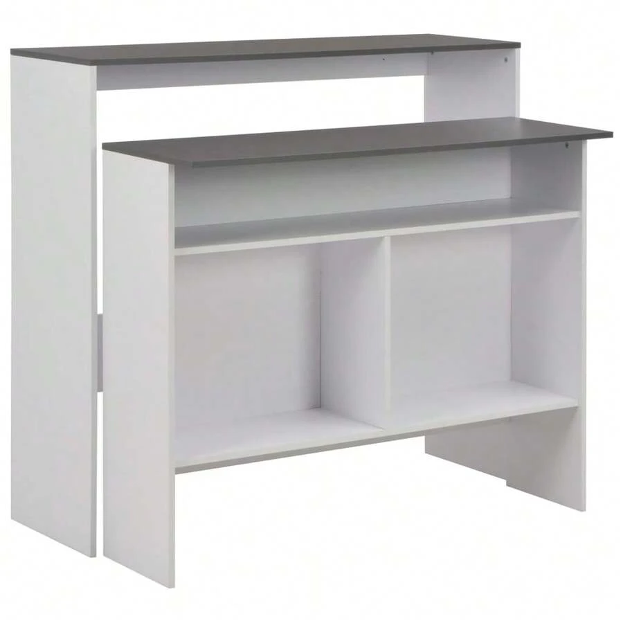 vidaXL Tavolo da bar con 2 dessus de table Blanc e Gris 130x40x120 cm - Bianco - Visualizzare 1