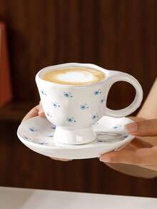 1pc Floral Bow Ceramic Cup, Dreamy Minimalist Ceramic Cup Suitable For Coffee, Cereal, Spring Home Decor And Easter Scenes - Multicolor - View 9