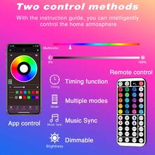 HBOWMDJIA 16ft-100ft Led Strip Lights For Room Decor, With 44-Key Remote And App Control, Change Color In Sync With Music, Timing Setting, Adjustable Brightness, Led Lights For Bedroom, Living Room, Game Rooms, Kitchen,TV Backlight, Halloween Party Decor, Christmas Gifts - 多色光 - 查看 3