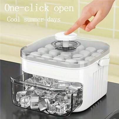 This One-Piece Ice Cube Tray Is Specially Designed For Homemade Ice Cubes, With Large Capacity, Very Suitable For Small Refrigerators, And Comes With A Lid. This Double-Layer Ice Storage Container Allows For Combined Storage.