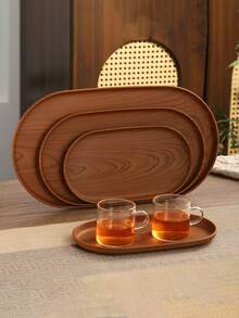 Khay lớn, đĩa ăn nhẹ, khay đựng tách trà, thiết kế hiện đại vân gỗ giả, chất liệu cao cấp, có thể xếp chồng lên nhau, khay nhựa tái sử dụng, dễ vệ sinh, có thể rửa bằng máy rửa chén, thích hợp cho bữa sáng, cà phê, phòng tắm, phòng ngủ, sân vườn, dã ngoại, Ramadan, trang trí phòng. - Nhiều màu - Xem 4