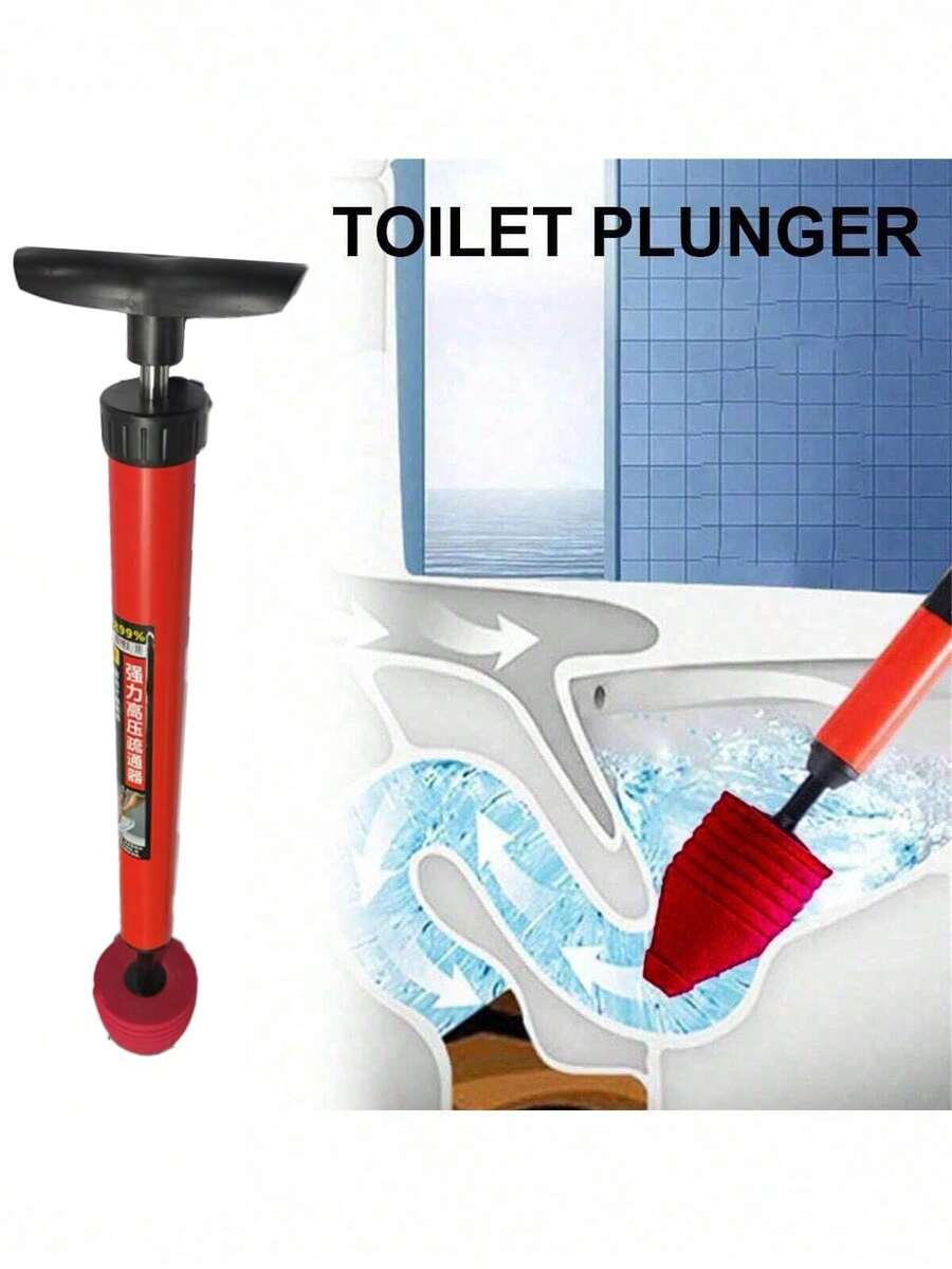 1pc High Pressure Air Pump Toilet Plunger, Household Pipe Clogged Drain Cleaning Tool, Toilet Plunger