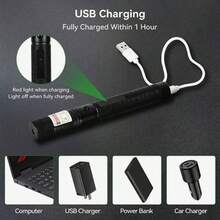 1 pieza Puntero láser de alta potencia: Puntero láser verde recargable y potente con tapa de estrella, indicador de haz láser potente con control remoto, adecuado para demostración astronómica, campamento al aire libre, juguetes láser para gatos y perros, recarga directa por USB, útiles escolares, de vuelta a clases. - Verde - Ver 5