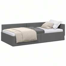 vidaXL Cadre de lit d'angle Grigio foncé 90 cm x 190 cm in velluto - Grigio - Visualizzare 3