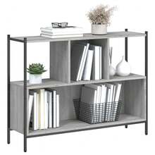 Bibliothèque VidaXL Sonoma Gris 102 x 28 x 77,5 cm, fabrication en bois. - Gris - Voir 4