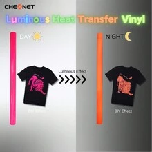 CHEONET 夜光热转印乙烯基卷材 - 30x30厘米，30x100厘米，适用于T恤、DIY服装、热压印花、工艺材料