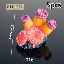 5pcs Random Ocean Theme Simulated Coral, Starfish, Seaweed Mixed Set, Ideal Decor Accessories For Aquarium And Fish Tank (Color Random) - A - View 11