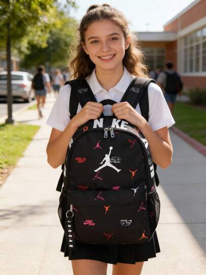 Nike Kids Sports Casual Backpack, Daily Outdoor Travel Bag, Student School Bag, Shoulder Bag With Storage