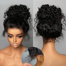 360 Lace Front Wigs Human Hair 250% Density 360 Fit Wig Pre Bleached Pre Plucked 13x4 13x6 HD Deep Wave Human Hair Wig 5x5 6x4 Lace Wear And Go Curly Glueless Wig Human Hair For Women Natural Hairline Black Color - Natural Black - View 3