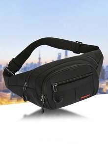 Unisex Casual Waterproof Waist Bag, Lightweight Nylon Material, Adjustable Shoulder Strap, Zipper Closure, Polyester Lining, Hand Wash Recommended, Large Capacity, Suitable For Business, Sports And Vacation Occasions