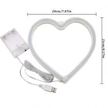 Pink Heart Neon Sign, Battery Operated Or USB Powered LED Heart Lights For Valentines Day Decoration, Valentines Gifts For Wife Wedding Proposal Anniversary Mother's Day Girls' Room Table Wall Decor - 粉色 - 查看 6