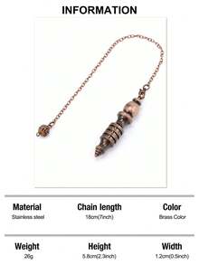 1pc Gold-Color Copper Metal , For Divination, Meditation, Qi Gong Balancing, Body Healing, Chakra Spirituality H202 - Pendulum - View 12