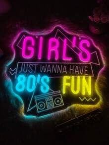 1 Peça Sinal de Néon Multicolorido Divertido dos Anos 80, Luz Decorativa de Parede a LED Alimentada por USB, Perfeita para Decoração de Homens, Bar, Clube, Quarto, Festa, Presente Ideal de Aniversário e Feriado - luz policromática - Visão 14