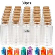 30/50 chiếc lọ thủy tinh nhỏ trong suốt, dung tích 0,34oz (10ml), có nắp nút bần mềm - Lý tưởng cho đồ thủ công DIY, trang trí đám cưới và quà tặng tiệc tùng | Chỉ rửa bằng tay, chai trong suốt hình bầu dục, lọ trang trí. - trong suốt - Xem 12