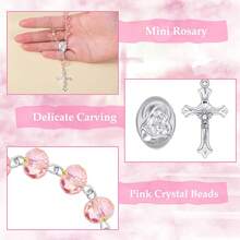 10pcs/Set Baptism Gift Set: Faux Crystal Bracelet With Cross Pendant, Birthday Party And Commemorative Gift Set, Suitable For Baptism And Wedding Parties, Women's Baptism Gift, Birthday Party Gift, Wedding Party Gift, Bridal Shower Gift, Anniversary Party Gift, Suitable For Mothers, Couples, Best Friends, Daily Wear, And Mother's Day Gift. - Multicolor - View 5
