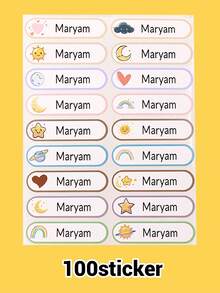 1pc Stamp + 100pcs Stickers, Customized Name Stamp, Waterproof Clothing Name Stamp For Kids, Personalized Cartoon Stamp, Cartoon Signature Stamp, Customizable Stamp For Kids, Student Stationery Gift, Birthday Gift, Cute, Back To School Supplies - Style a - View 14