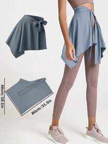 2pcs Women's Fitness Sports Wrap Skirt, Tennis Yoga Running Tie-Up Cover-Up, Yoga Ballet Tennis Skirt, Tie-Up Skirt, Breathable Fabric, Non-Stuffy, Suitable For Women's Cover-Up, Sports Fitness Running Wrap Skirt, Suitable For Gym, Outdoor Sports, Walking, Running, Yoga Running Fitness Slimming Quick-Dry One-Piece Covering Hip Anti-Flashing Half-Body Tennis Skirt Yoga Pants Cover - Multicolor - View 8