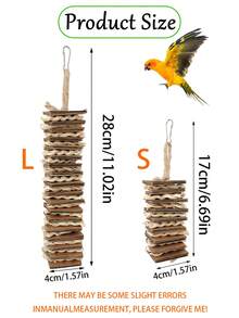Natural Chewable Bird Toys Suitable For Parrots, Lovebirds And Small Pet Birds, Hanging Cardboard And Rope Shredding Toys For Beak Trimming And Stress Relief - Multicolor - View 2