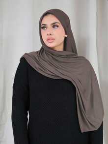 1pc Solid Color Elegant & Soft Scarf, Women's Viscose Comfortable Multifunctional Headscarf, Suitable For Daily Wear,Beach,Holiday - Dark Khaki - View 2