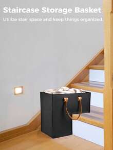 Giỏ đựng đồ hình chữ L với tay cầm bằng da PU và lớp lót nỉ, lý tưởng để đựng quần áo, đồ chơi, sách trong phòng ngủ, phòng khách, văn phòng và các không gian trang trí nhà cửa khác. - Nhiều màu - Xem 2