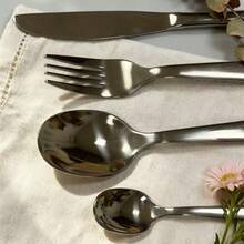 4-Piece Latest Italian Western-Style Knife Set, Made Of 316 Stainless Steel, High-End European-Style Steak And Salad Knife And Fork Set, Dessert Spoon, Soup Spoon, And 4-Piece Knife And Fork Set. - Silver - View 10