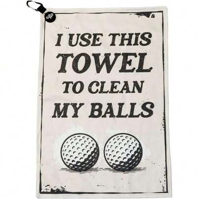 Golf Towel Funny Microfiber With Magnetic Clip, Ball Cleaner For Clubs, Premium Cart Attachment, Golf Accessories Gift For Men, Golfers, Dad (Rustic Clean My Balls Towel),39351682