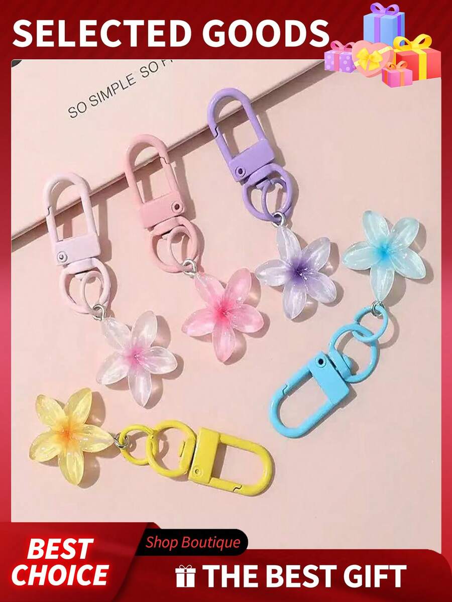 Cute Flower Keychain, Transparent Colorful Daisy Keychain, Women's Accessory, Earphone Case Colorful Transparent Resin Floral Cute Keychain Accessory, Car Key Chain Pendant Flower Wallet Hanging Decoration Bag Charm (Suijiyans), Suitable For Handbag