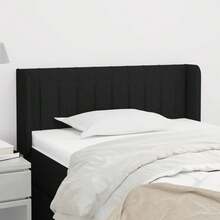 vidaXL Tête de lit com tecido preto oreilles 103x16x78/88 cm - Preto - Ver 1