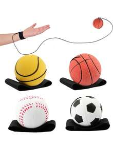 Wrist Return Ball On A String - 2.48 Inch Rebound Sport Ball With Elastic Strap For Soccer, Basketball, Baseball Practice | Outdoor Party Game & Wrist Exercise For Teens, Adults, And Family Fun - Multicolor - View 1
