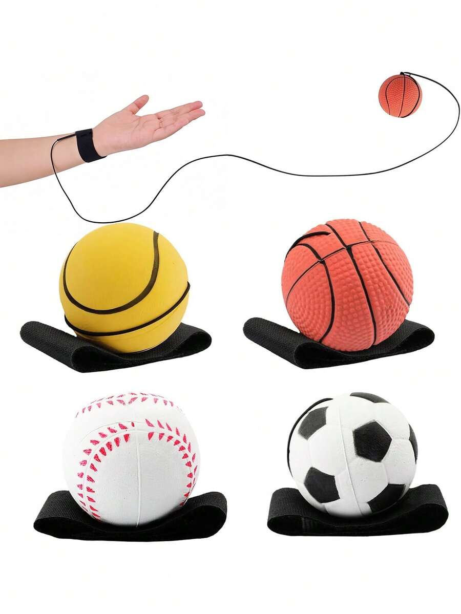 Wrist Return Ball On A String - 2.48 Inch Rebound Sport Ball With Elastic Strap For Soccer, Basketball, Baseball Practice | Outdoor Party Game & Wrist Exercise For Teens, Adults, And Family Fun - Multicolor - View 1
